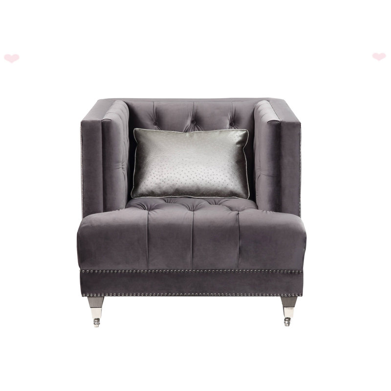 Chaise d'appoint moderne en velours avec coussin