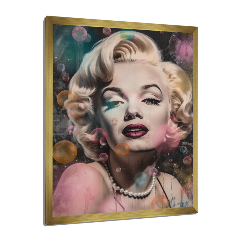 Rétro Marilyn Manroe sur toile, H 20 po x l 12 po x P 1 po, Encadrement doré