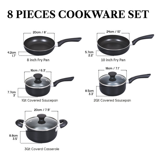 3-Piece Aluminum Non-Stick Fry Pan Set w/ Silicone Handles - 8, 10, & 12  Pans