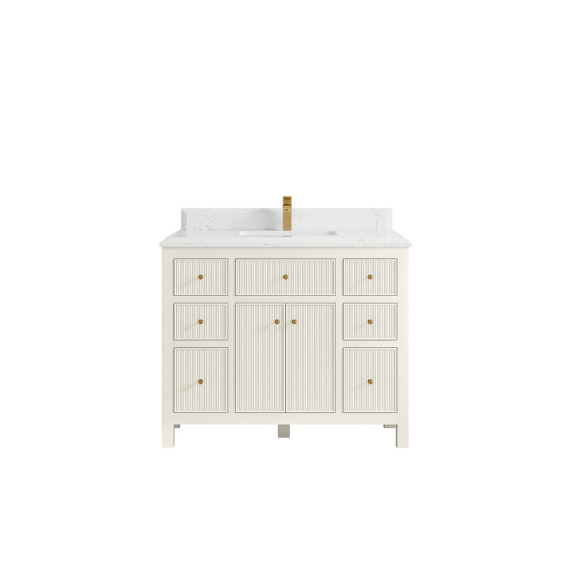 Sonoma X P 22 po Meuble-lavabo simple en D avec albâtre et bord blanc Empira Quartz