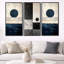 «Midnight Circle Horizon - Blue Mid-century», ensemble d'art mural sur toile-129075730-129075735