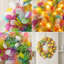 Couronne de paillettes multicolore 15,7 pouces pré-éclairée, base en forme de guirlande arc-en-ciel avec lumières chaudes pour la fête et les fêtes