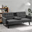 Canapé-lit de 72 po - Dossier convertible pliant en lit double avec porte-gobelet et table rabattable - Canapé en lin peu encombrant pour petits espaces - Assemblage facile, gris foncé-1258387722