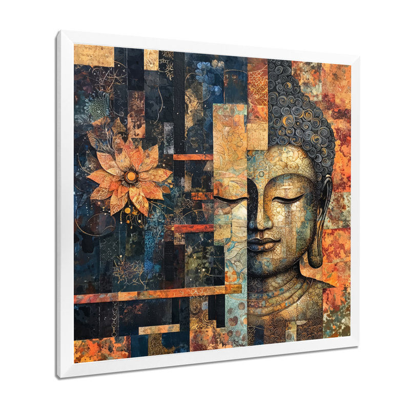 Bouddha murmurant le chemin du bouddhisme II - décoration murale bouddhisme, H 16 po x l 16 po, Blanc