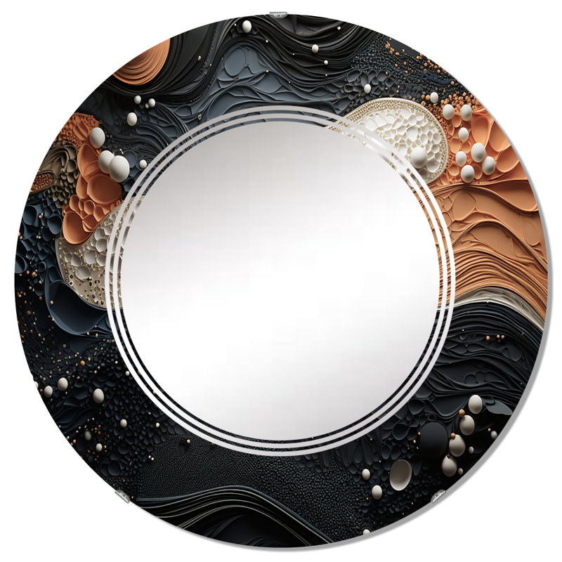 Kielle - Miroir mural moderne rond, 32 po x 32 po