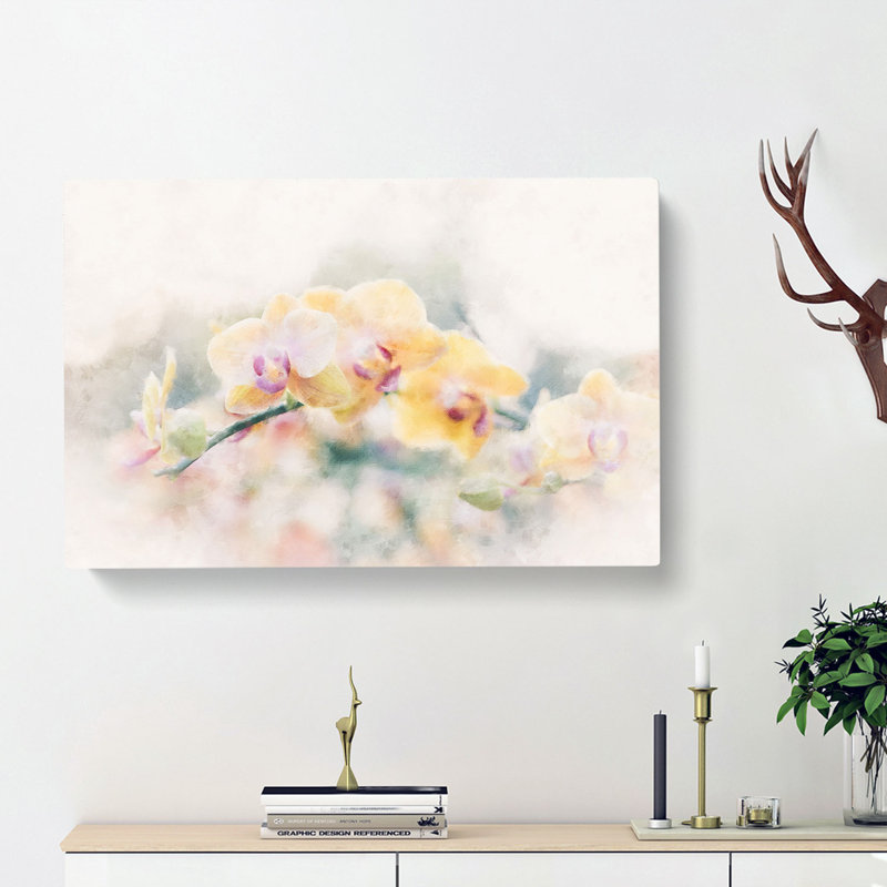 Yellow Orchids - Wrapped Canvas Painting, 50cm H x 76cm W x 3cm D