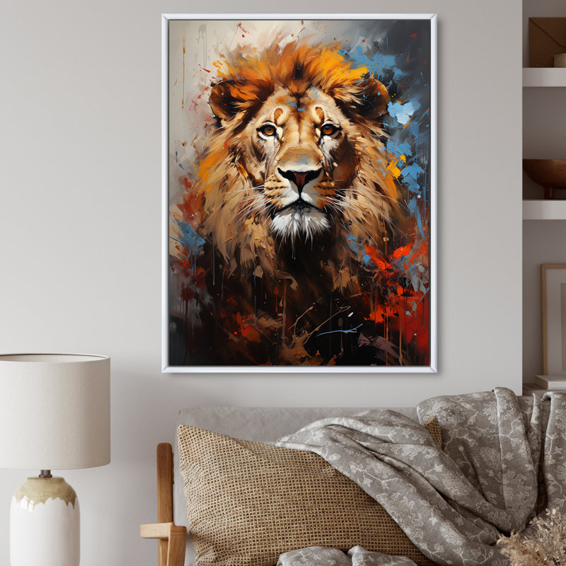 Lion Urban Wild Urban I - impression, H 20 po x l 12 po x P 1 po, Cadre flottant blanc