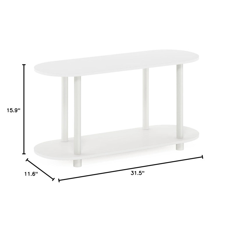 Table d'appoint ovale moderne à 2 niveaux, Blanc / vierge
