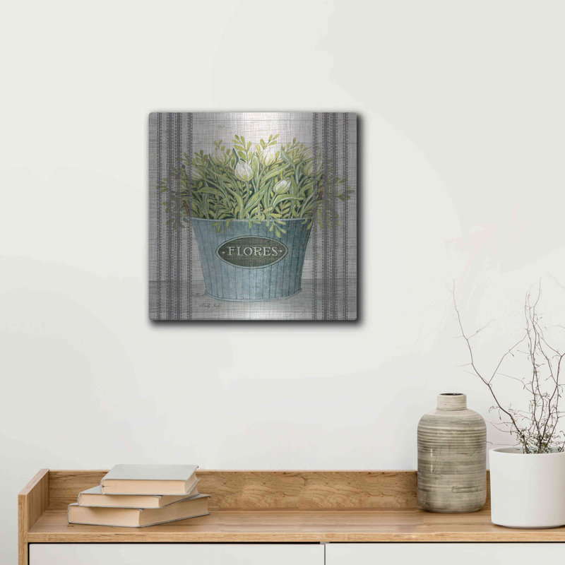 Luxe galvanisé «Galvanized Flores» par Cindy Jacobs «Galvanized Flores» par Cindy Jacobs, H 12 po x l 12 po