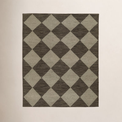 Winnie Brown Tan Hand-Knotted Geometric Wool Rug