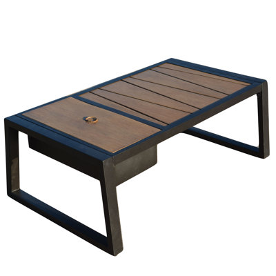 Table basse d'extérieur rectangulaire en aluminium avec seau à glace Vernease