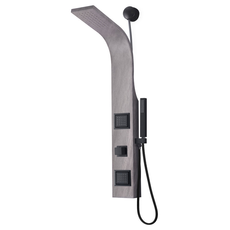 Panneau de douche 39,37 po Aura avec pomme de douche fixe, Marbre gris
