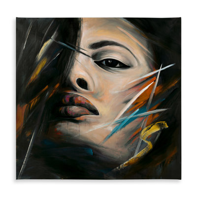 Abstract Woman Portrait Tablecloth - Brown Indoor Outdoor Decor