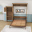 Grand lit escamotable en bois avec tablettes, conception classique à persiennes-1156832947