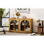 Rangement arqué rétro à 4 portes, tablettes réglables, bois naturel, buffet à structure stable avec verre et aura, pour la décoration intérieure