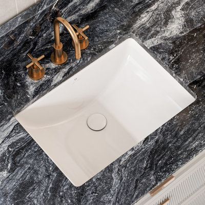 21" x 15" Los Flexi Bathroom Undermount Sink with Overflow, White Ceramic Rectangular Vanity Sink