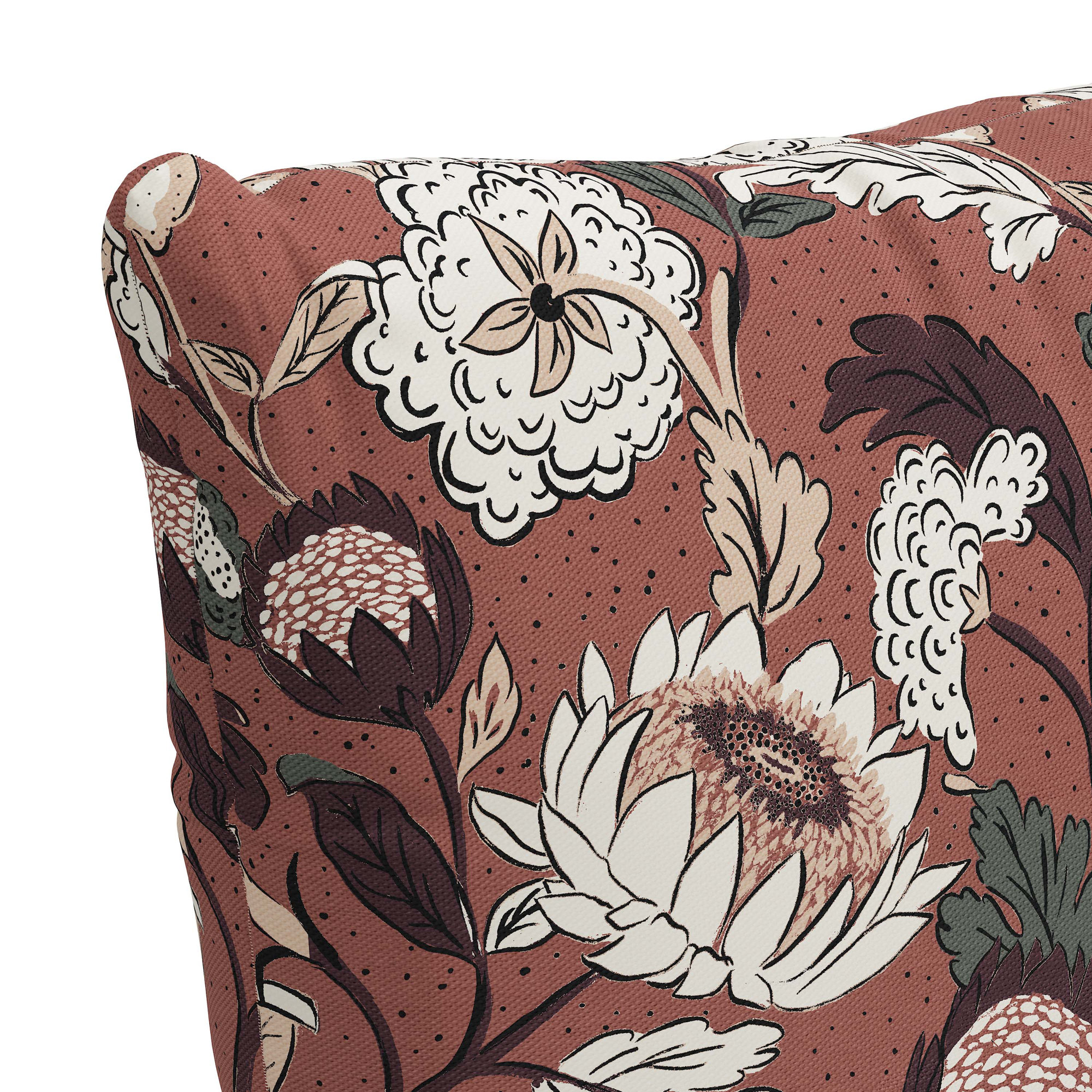 Arkins Floral Cotton Throw Pillow, 22, Feather, Dottie Floral Weathered Rose OGA