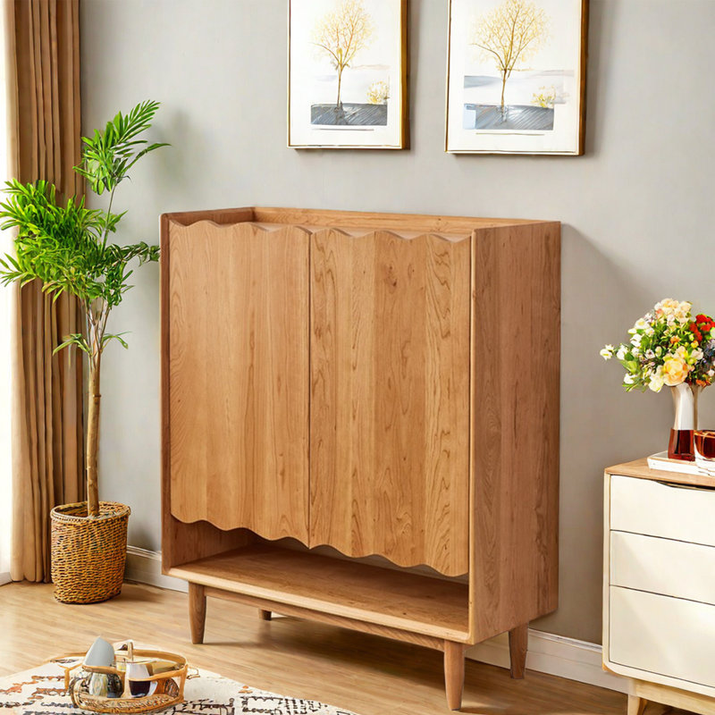 Simple Solid Wood Large Capacity Shoe Cabinet 25 Pair Shoe Storage Cabinet