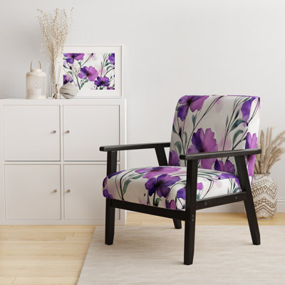 Geidel - Fleurs abstraites - Fauteuil d'appoint rembourré en velours traditionnel