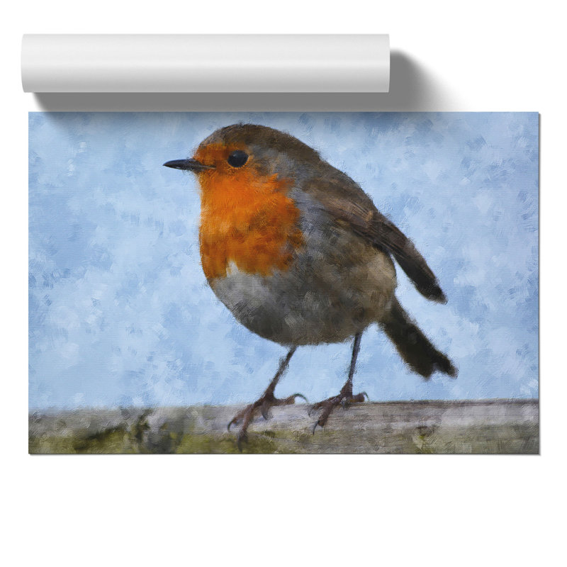 Robin Bird Painting - Frameless Print, 21cm H x 30cm W x 0.1cm D