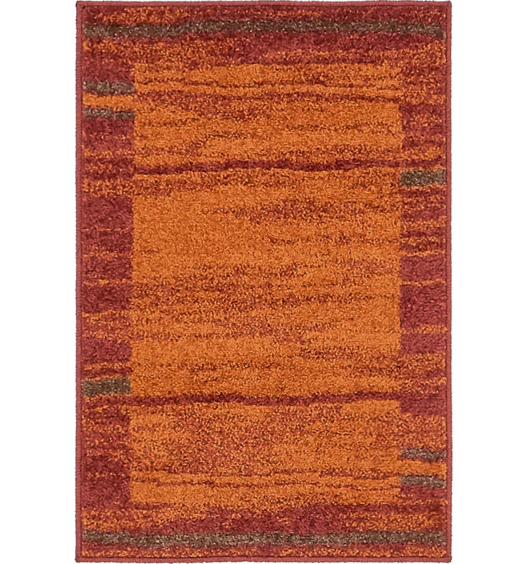 Tapis rouge brique / vert sauge / orange Alair, Rectangle 2 pi x 3 pi 1 po