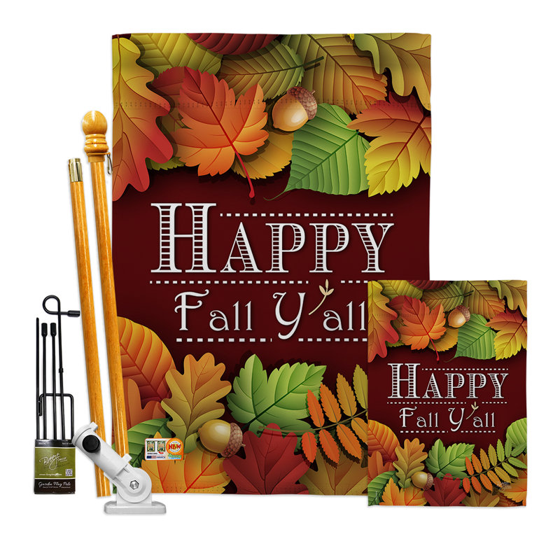 Ensemble de polyester décoratif à 2 faces de 40 po x 28 po happy fall y ensemble de drapeaux