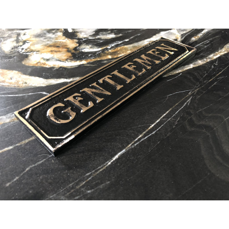 Enseigne de porte gentlemen’s, Laiton antique noir