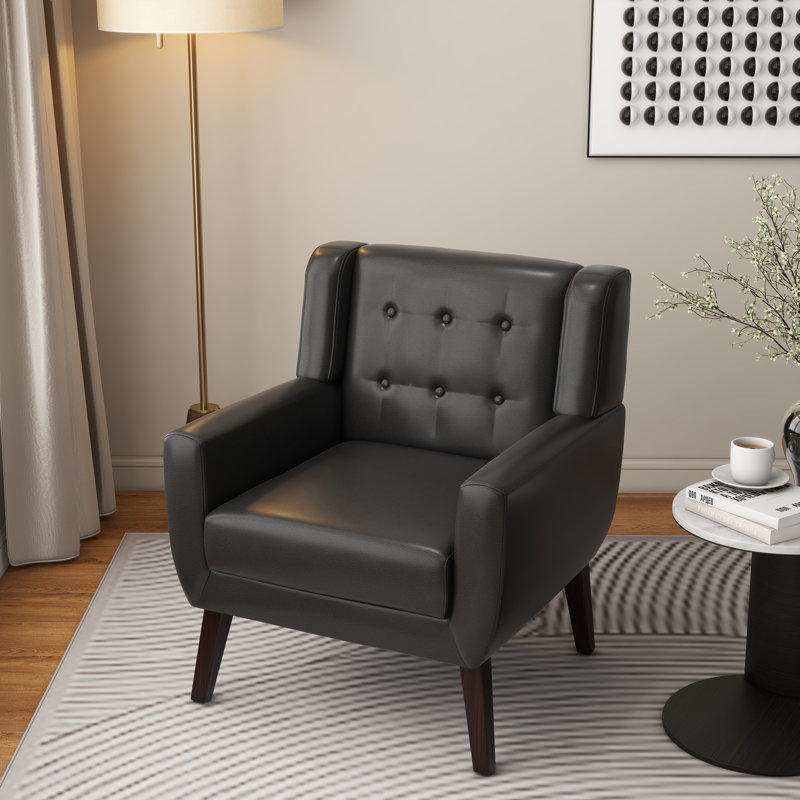 Fauteuil d'appoint Jaqueze, Similicuir noir