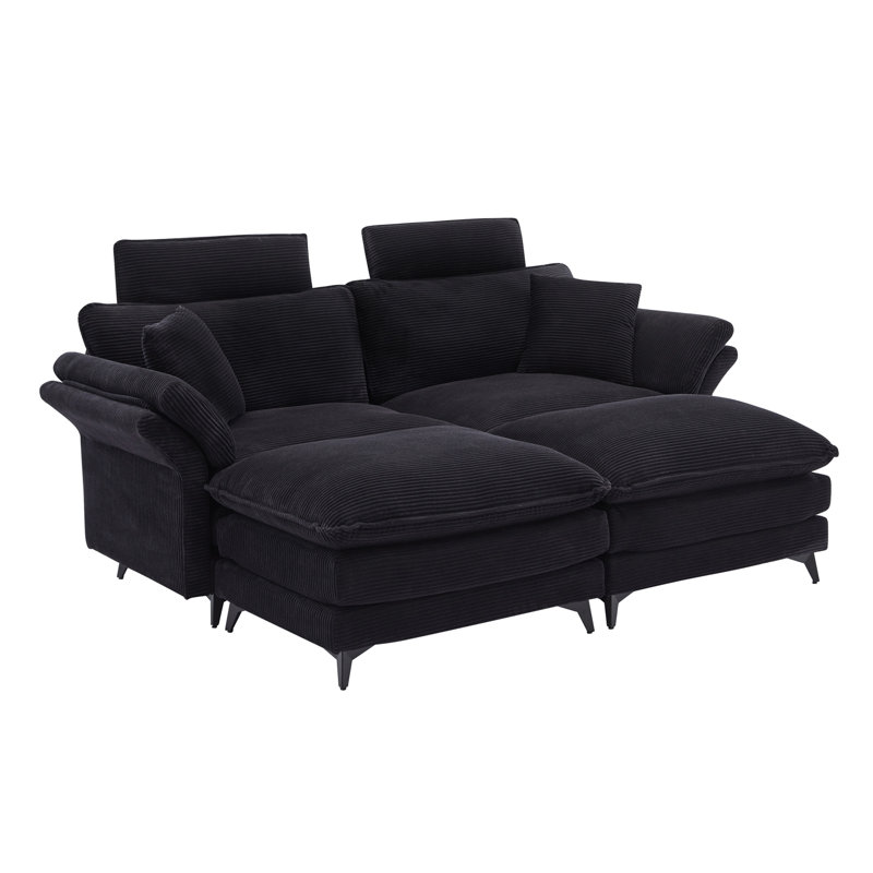 Canapé modulaire à assise profonde, Noir