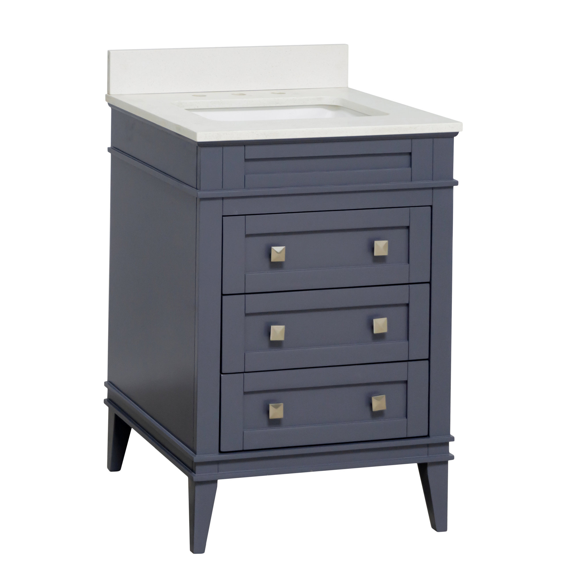 Frankfurt 24'' Single Bathroom Vanity, Quartz, Marine Gray