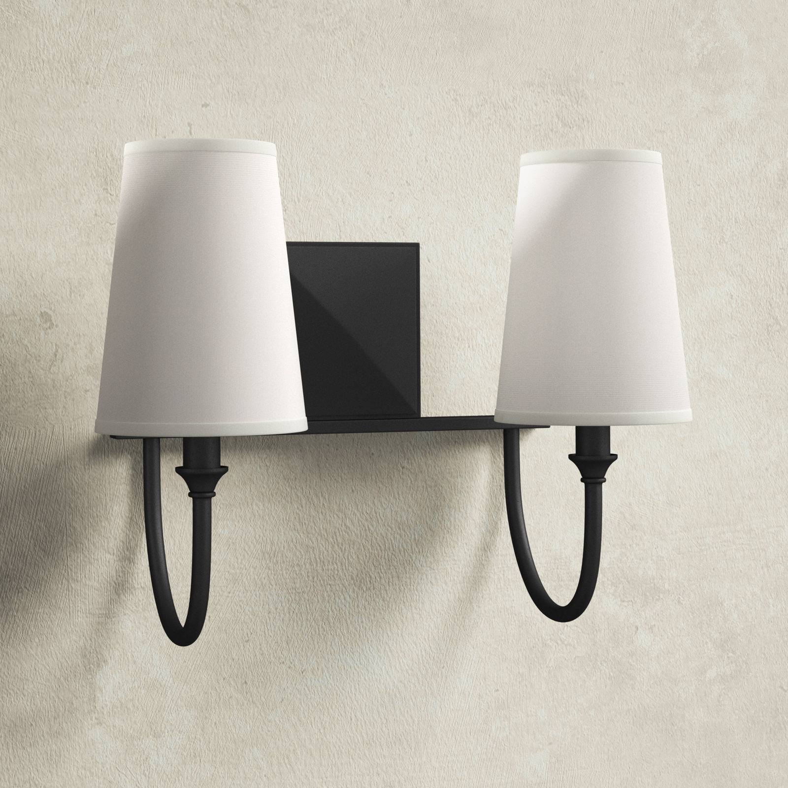 Alata 2-Light Dimmable Vanity Light, Matte Black