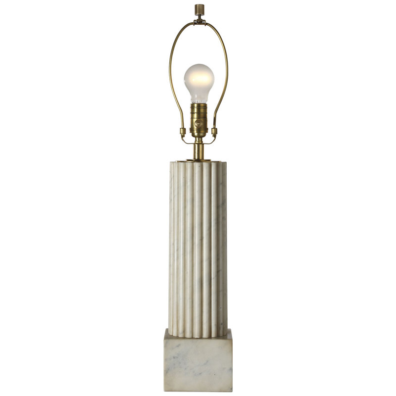 Chapman & Myers Reeve 29" Table Lamp in Vintage Carrara with Linen Shade, Marble, Natural