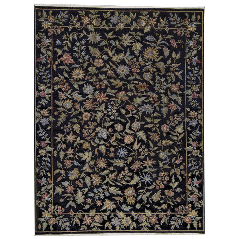 Hand-Knotted High-Quality Black Area Rug