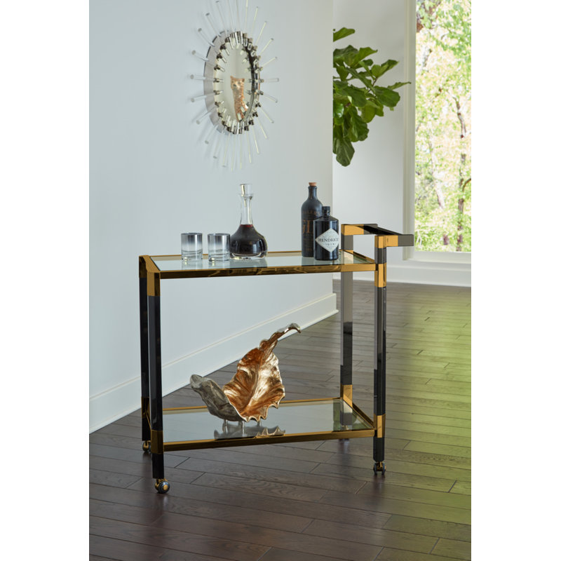 Boulevardier Bar Cart, Gold/Clear