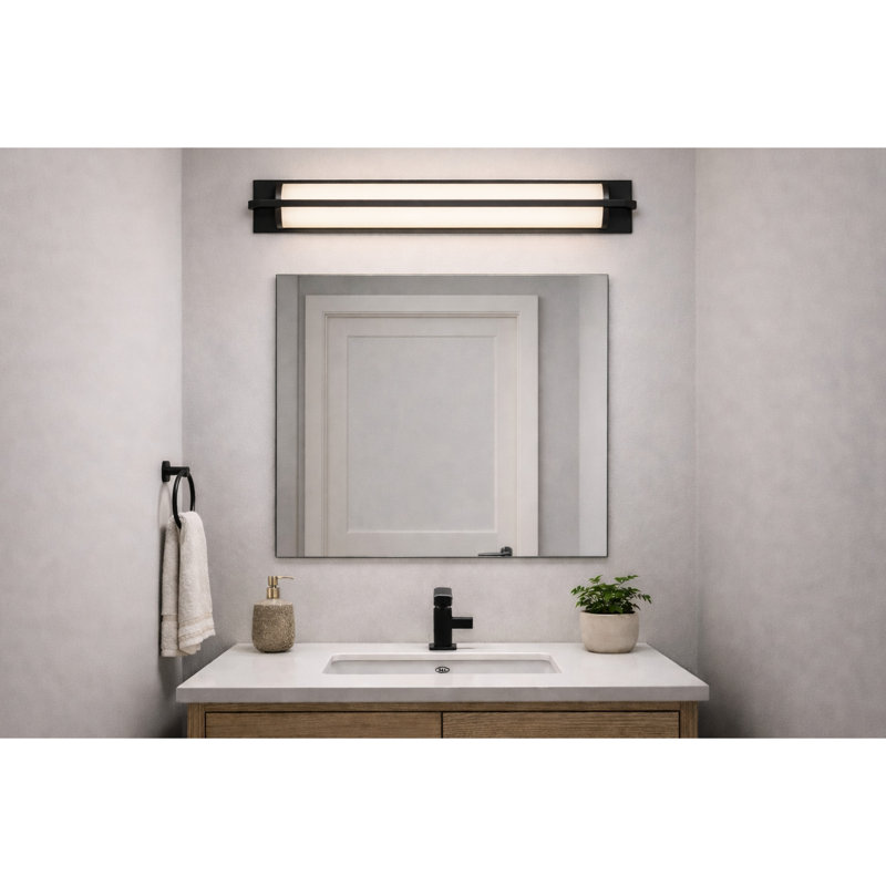 Barre de meuble-lavabo moderne 24 pouces à DEL intégrée, haute performance et à DEL efficace, 350 lumens 20 watts, 3 choix de température de couleur 3000k 4000k 5000k, à intensité variable avec gradateurs, écran en soie