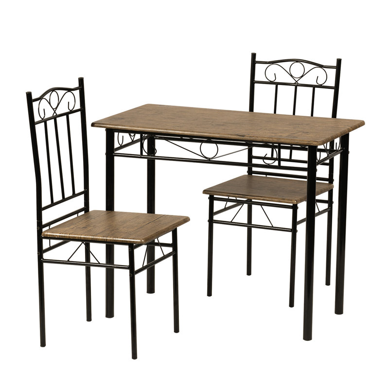 Barnabas 2 - Person Dining Set, Vintage Brown/Black, Black, Vintage Brown