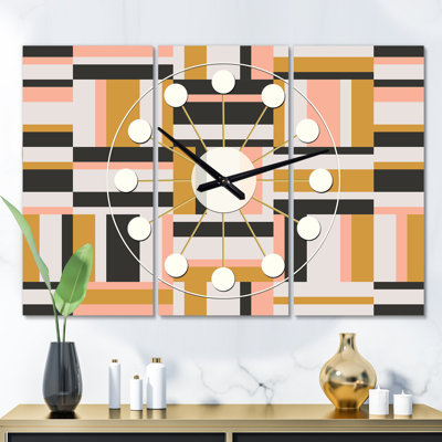 Très grande horloge murale rétro à géométrie abstraite ix Mid-Century
