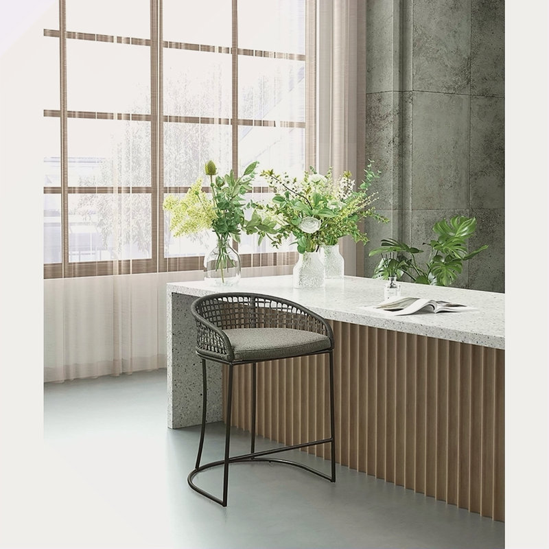 Woven Counter Stool 25", Grey