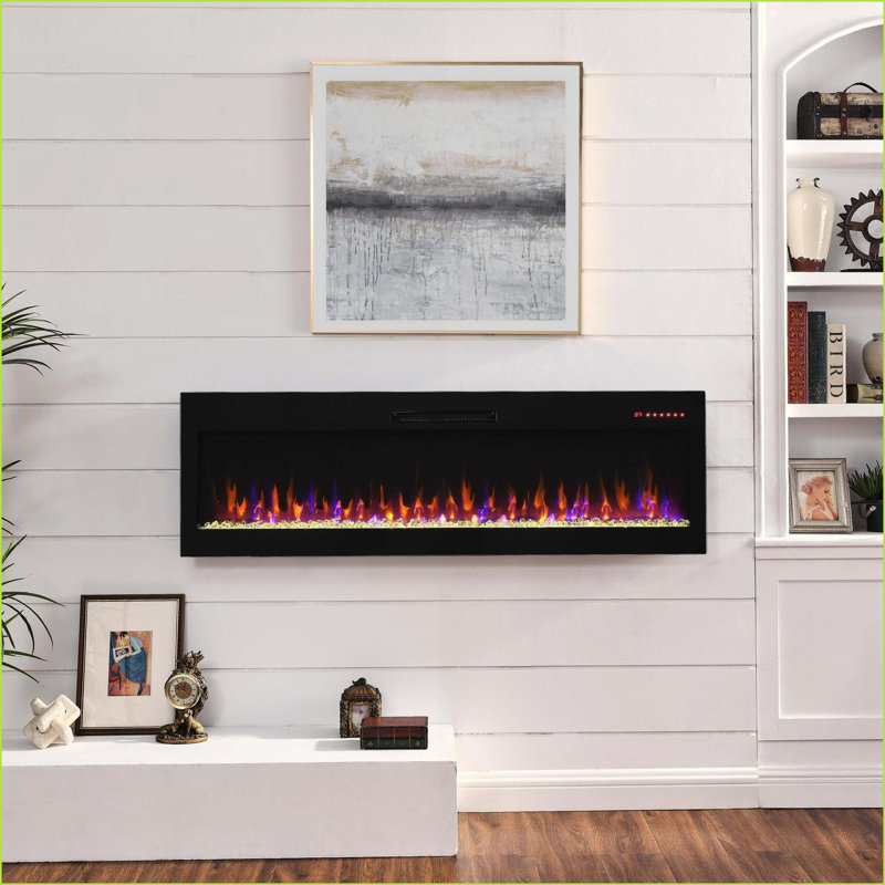 Electric Fireplaces, 60 Inch Recessed & Wall Mounted | Vent Free | Tempered Glass+Sheet Metal+Plastic