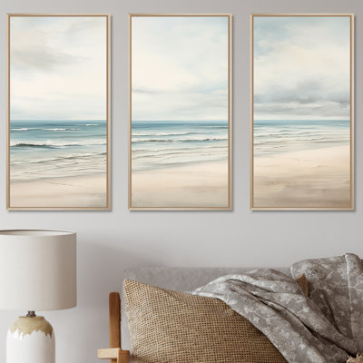 «Soft Color Beach Horizon II - Coastal Minimalisme», ensemble de reproductions d'art mural