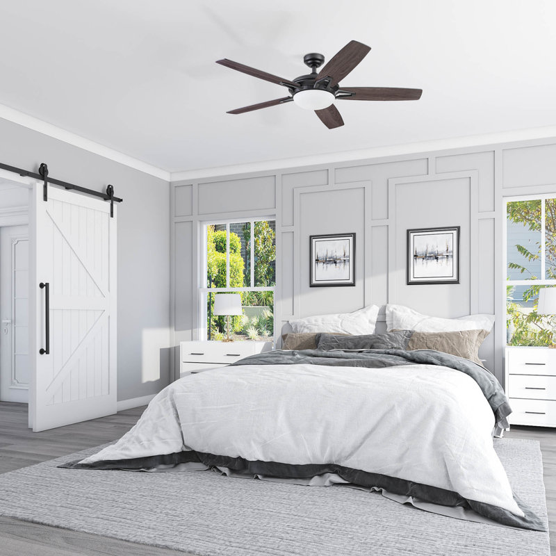 Azuza 52" Ceiling Fan with LED Light, Matte Black