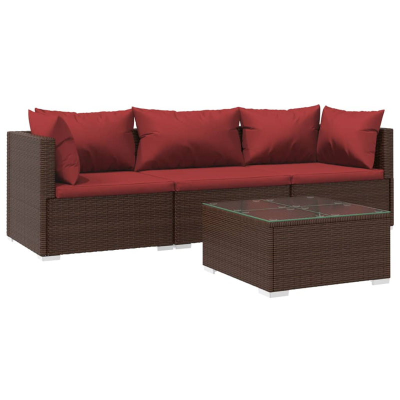 4 Piece Sofa Seating Group, Brown/Red