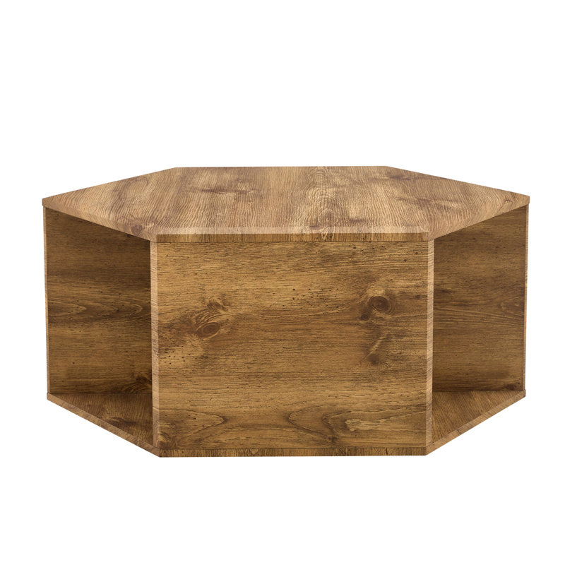 Hexagonal MDF Coffee Table, Characteristic Pattern Stickers, Multi-Hole Design To Give More Storage Space