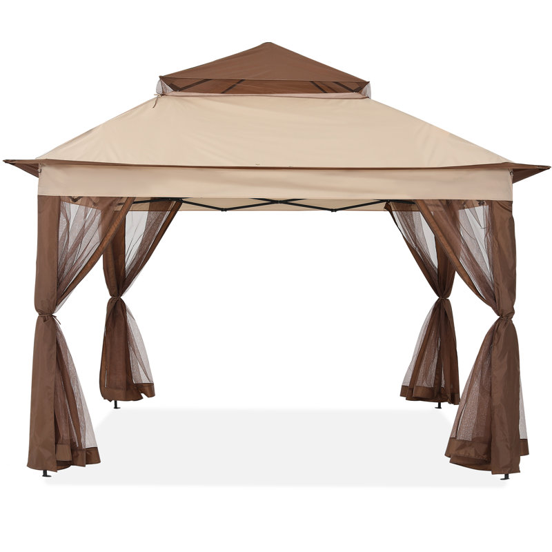 Pavillon de jardin en acier, 116'' H x 156'' W x 156'' D, Beige