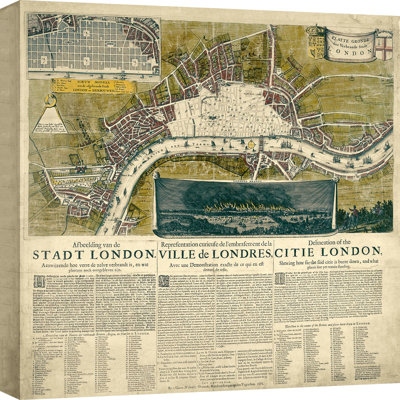 Map Of London by Gustav Klimt - Wrapped Canvas Print
