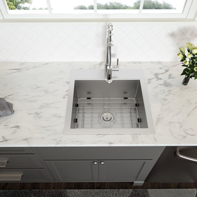 Laundry Sink - 22" X 22" Laundry Room Utility Sink Drop In Topmount 16 Gauge Stainless Steel 12 Inch Deep Single Bowl Above Counter Basin