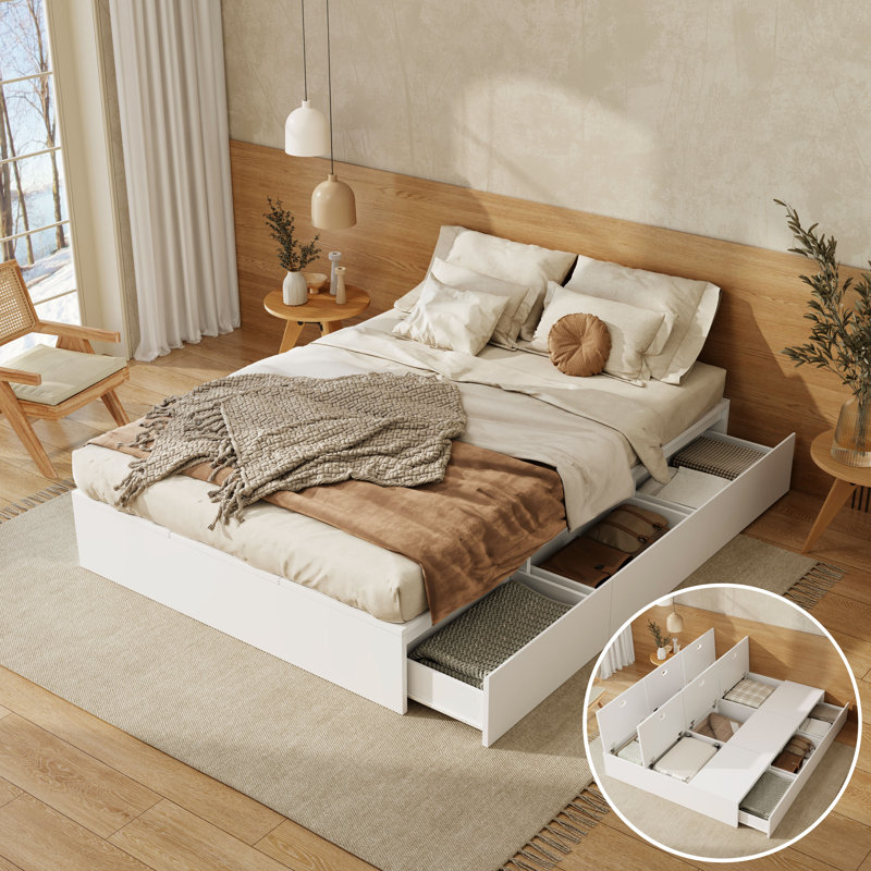 Solid Wood Storage Bed