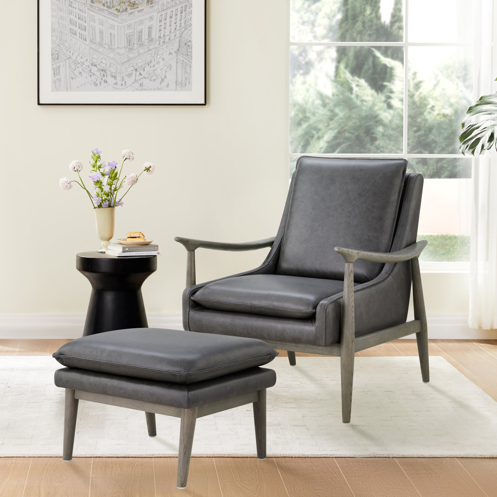 Abbyton Genuine Leather Ottoman