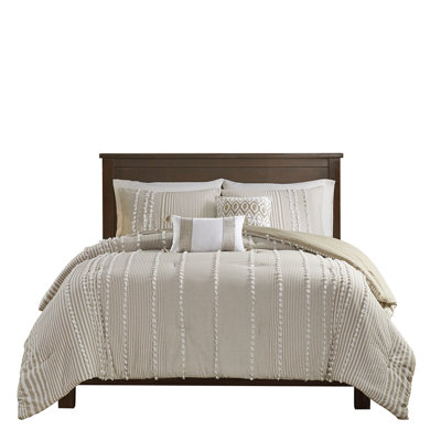 Édredon 100% coton - taupe doux et blanc