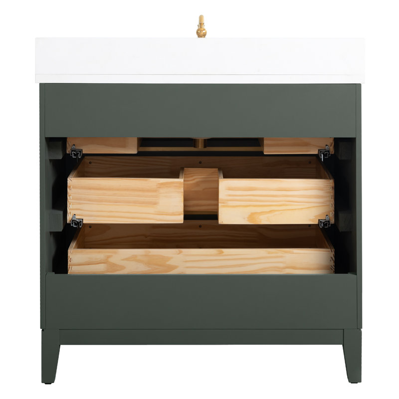 30 Single Bathroom Vanity with Top, Vintage Green, 36"